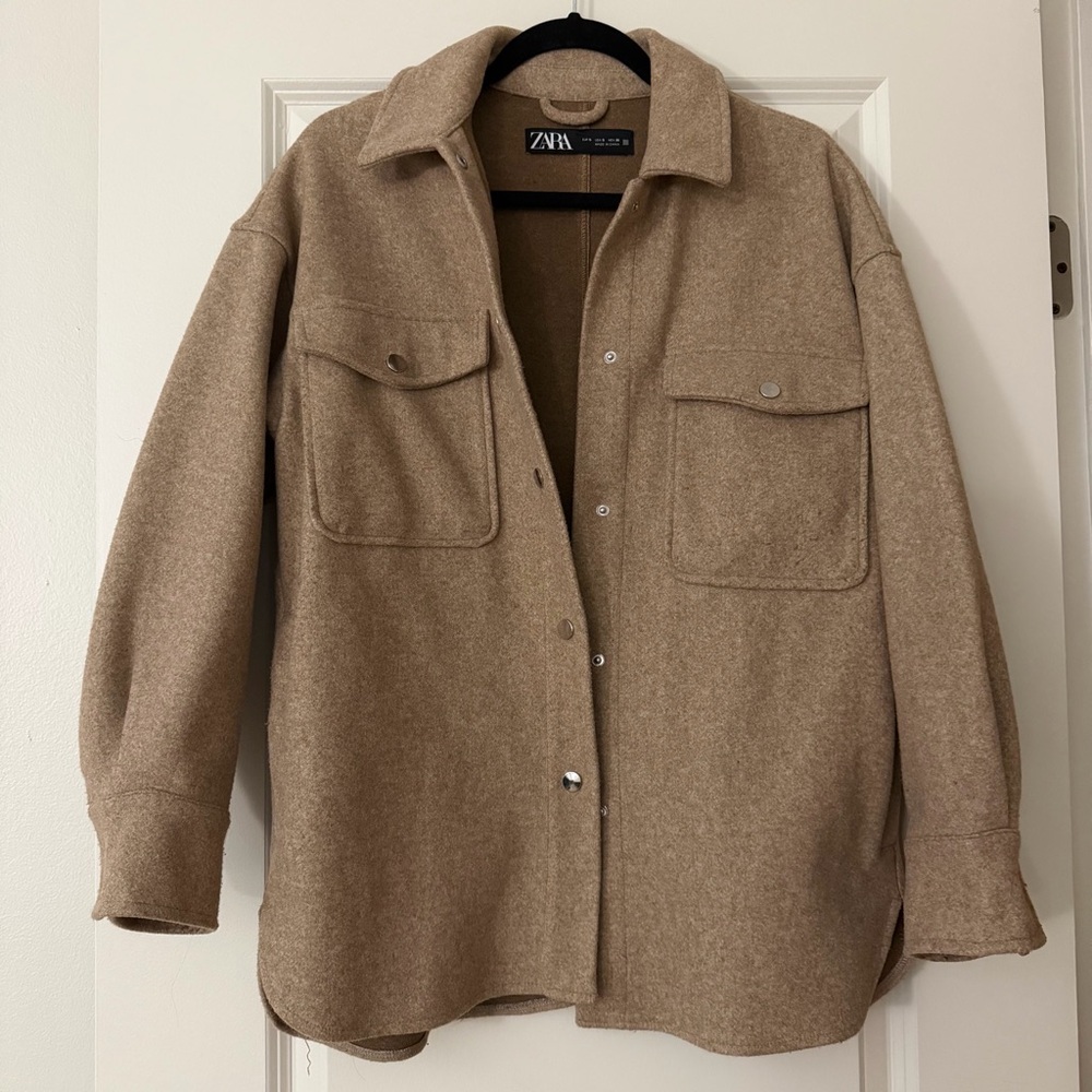 Zara Beige Shirt Jacket